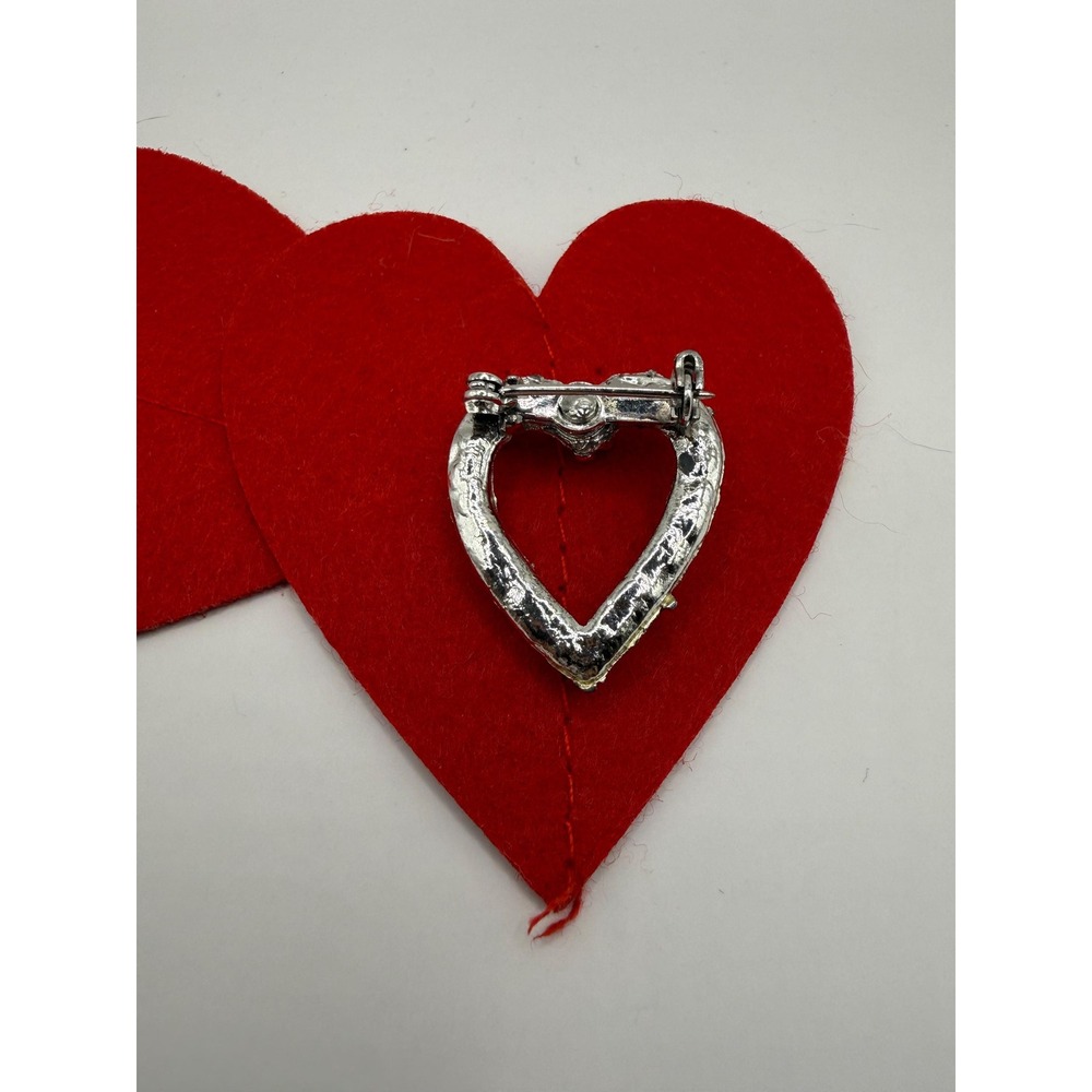 Silver tone heart with stunning rhinestones - Picture 2 of 3